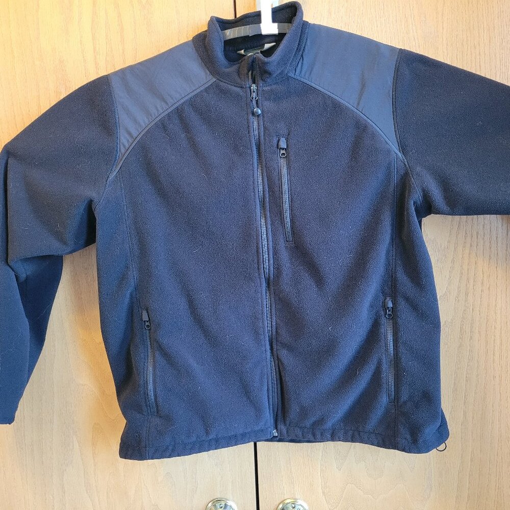 Eddie Bauer Mens TXL Tall Black Fleece Polartec Wind Pro Full Zip Jacket BigTall